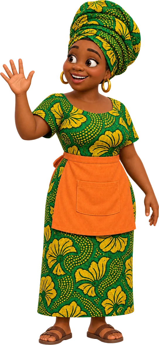 Mama Bisi, waving